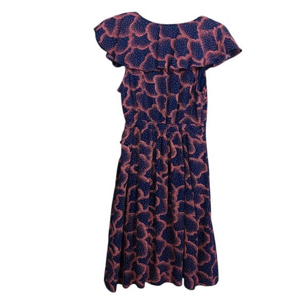 MAEVE Anthropologie Rosalia Mini Dress Women's 8 Navy Faux Wrap Ruffle Romantic - Picture 5 of 10